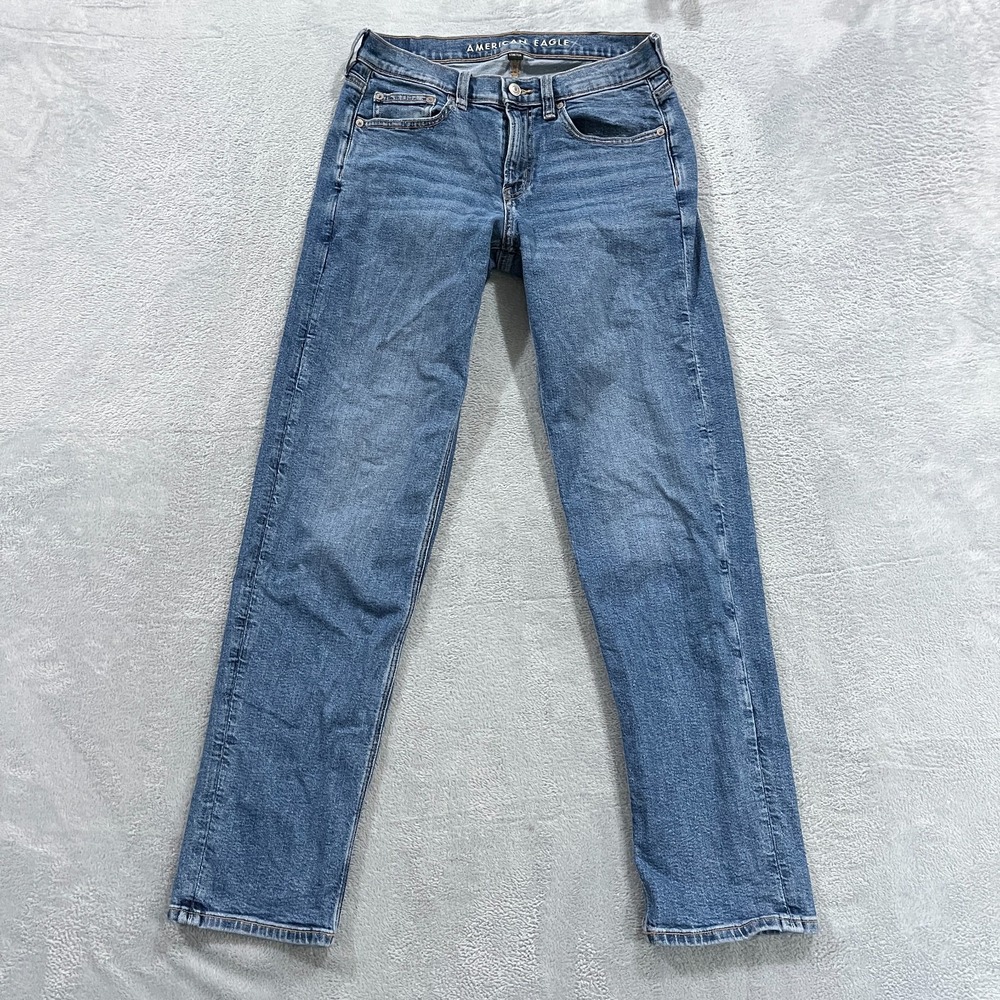 American Eagle Jeans Womens 4 Long 90s Straight Y2K Southwestern Normcore Blue‎
